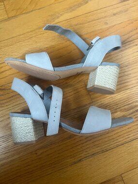 Tom's Gray Suede Jute Block Heels, sz 9, NWOT